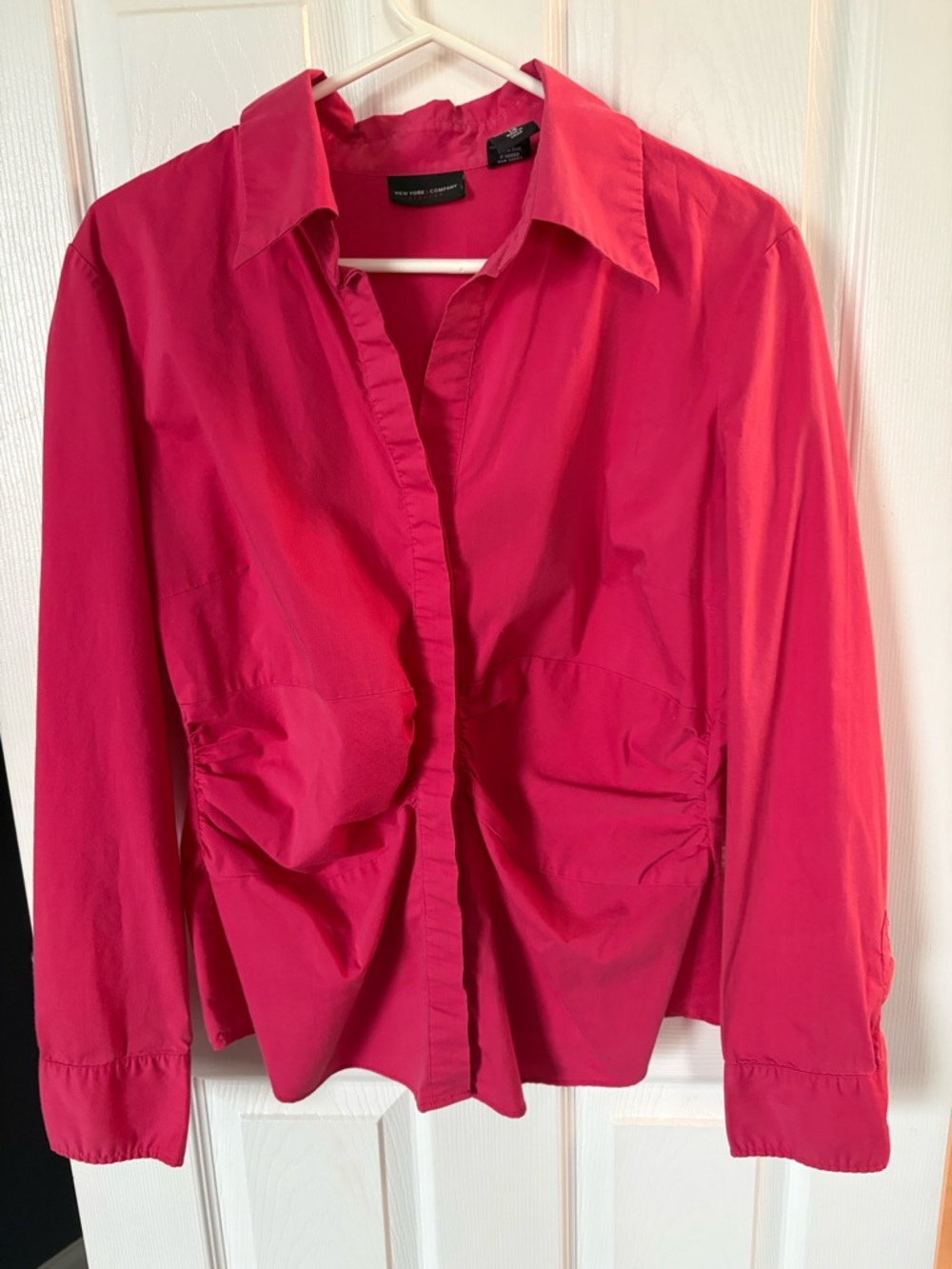 New York & Company Fuchsia Button-Front Shirt